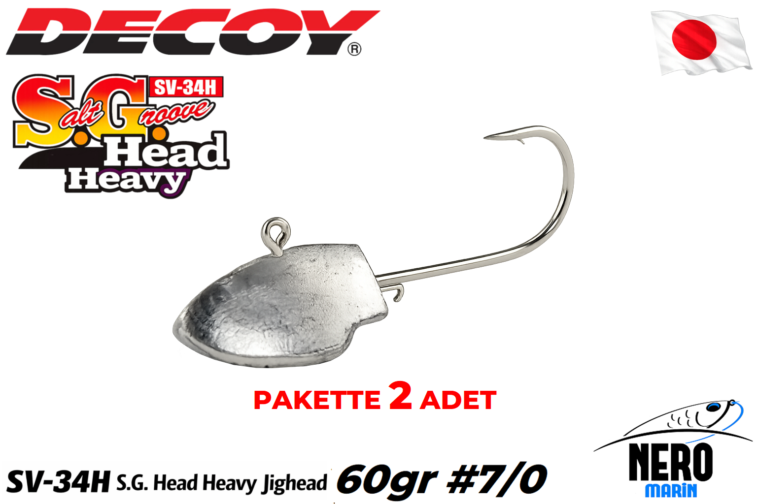 Decoy SV-34H S.G. Head Heavy Jighead SW #7/0-60g (2 Adet / Paket)