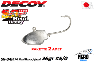 Decoy SV-34H S.G. Head Heavy Jighead SW #5/0-36g (2 Adet / Paket)