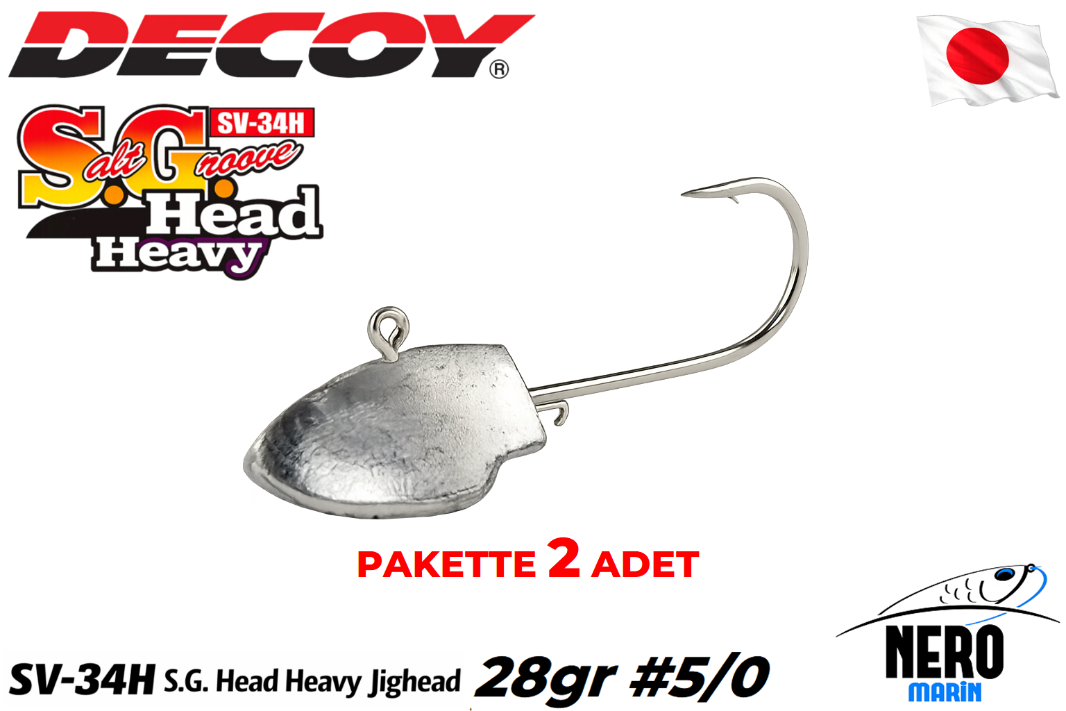 Decoy SV-34H S.G. Head Heavy Jighead SW #5/0-28g (2 Adet / Paket)