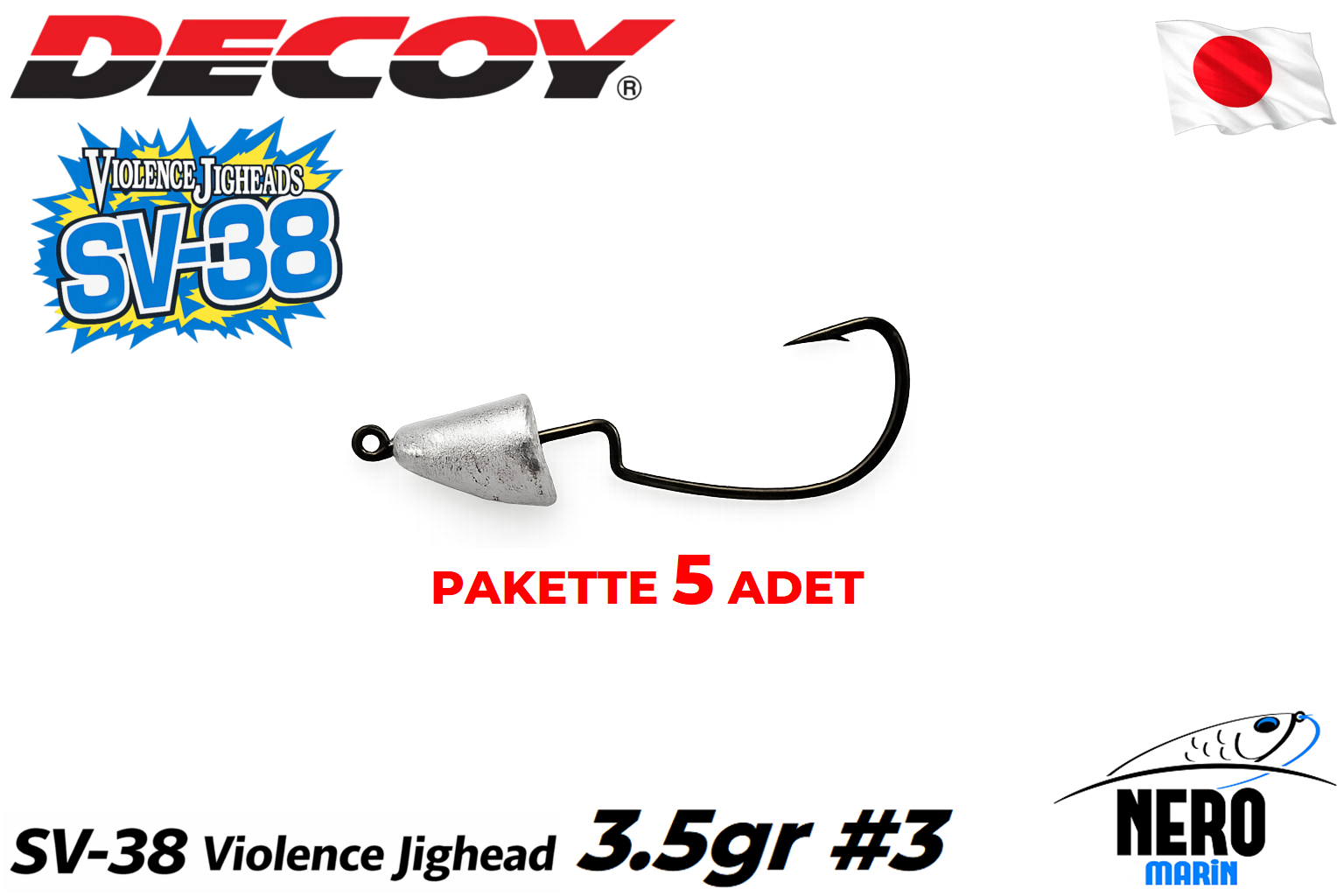 Decoy SV-38 Violence Jighead #3-3.5gr (5 Adet / Paket)