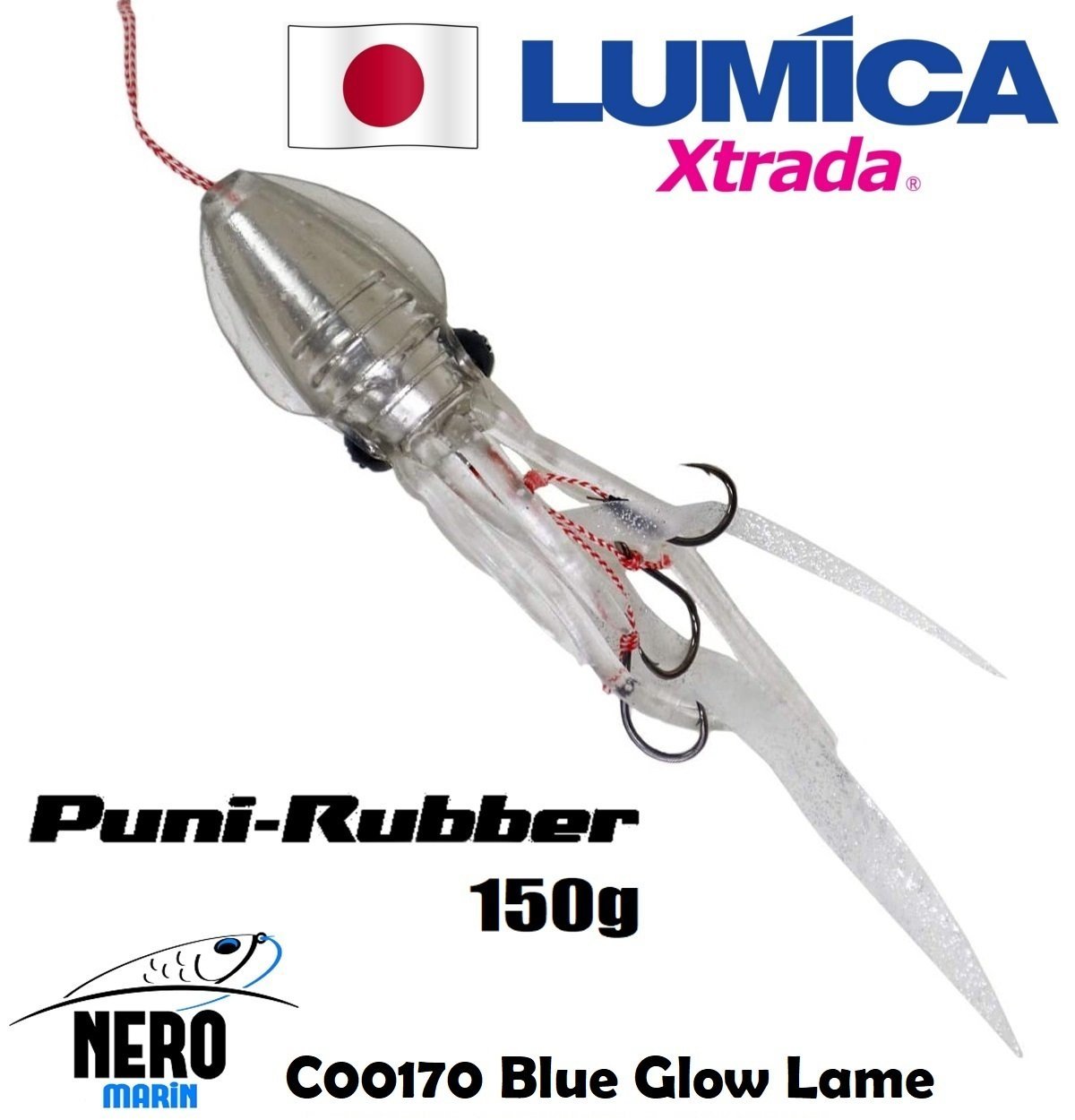 Lumica Xtrada Puni Rubber Tai Rubber Slider 150g. C00170 Blue Glow Lame