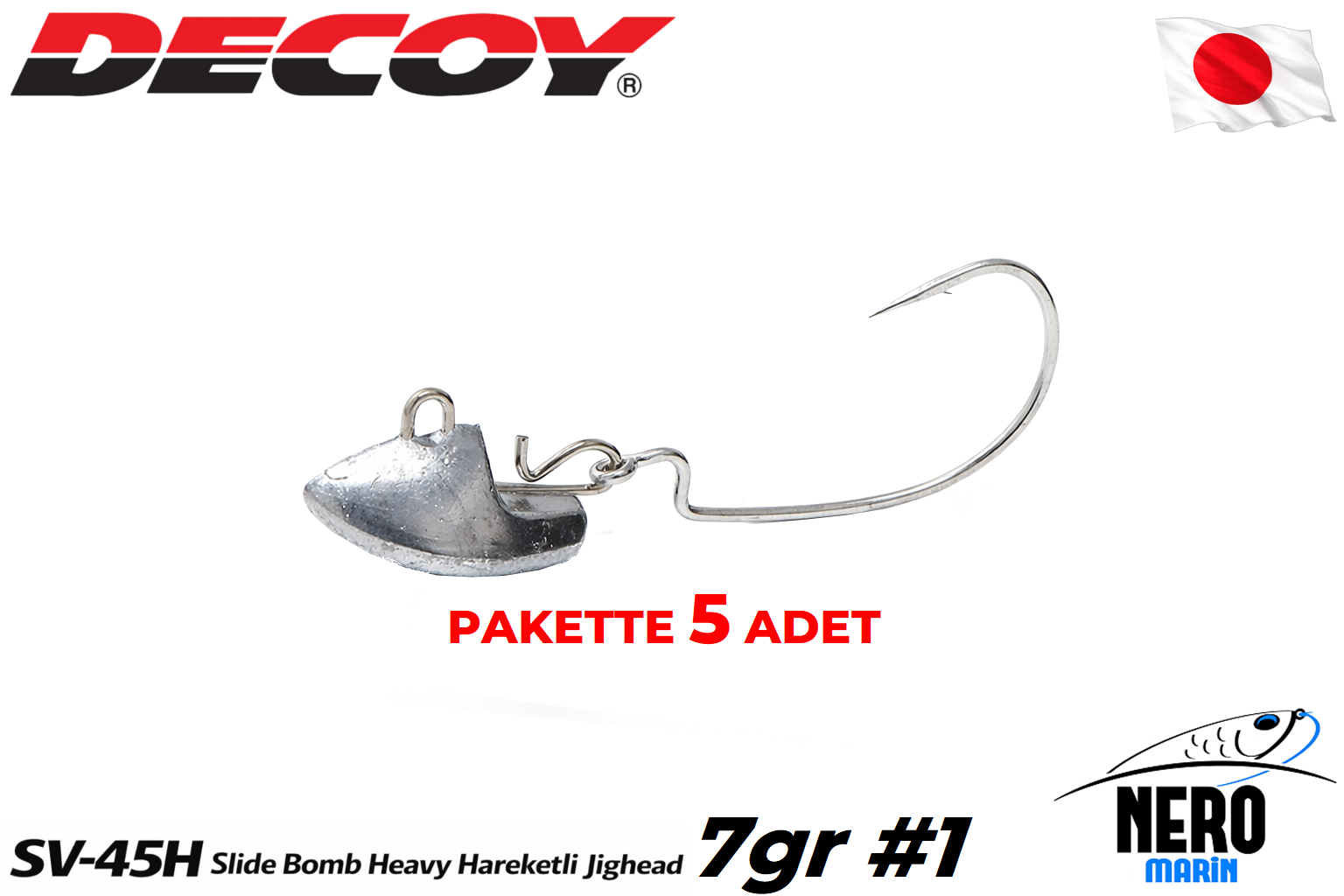 Decoy Slide Bomb Heavy SV-45H Hareketli Jighead 21gr #3/0 (2 Adet / Paket)