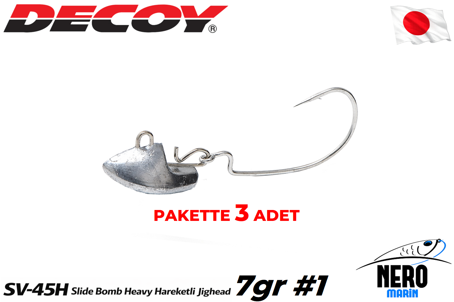 Decoy Slide Bomb Heavy SV-45H Hareketli Jighead 7gr #1 (3 Adet / Paket)