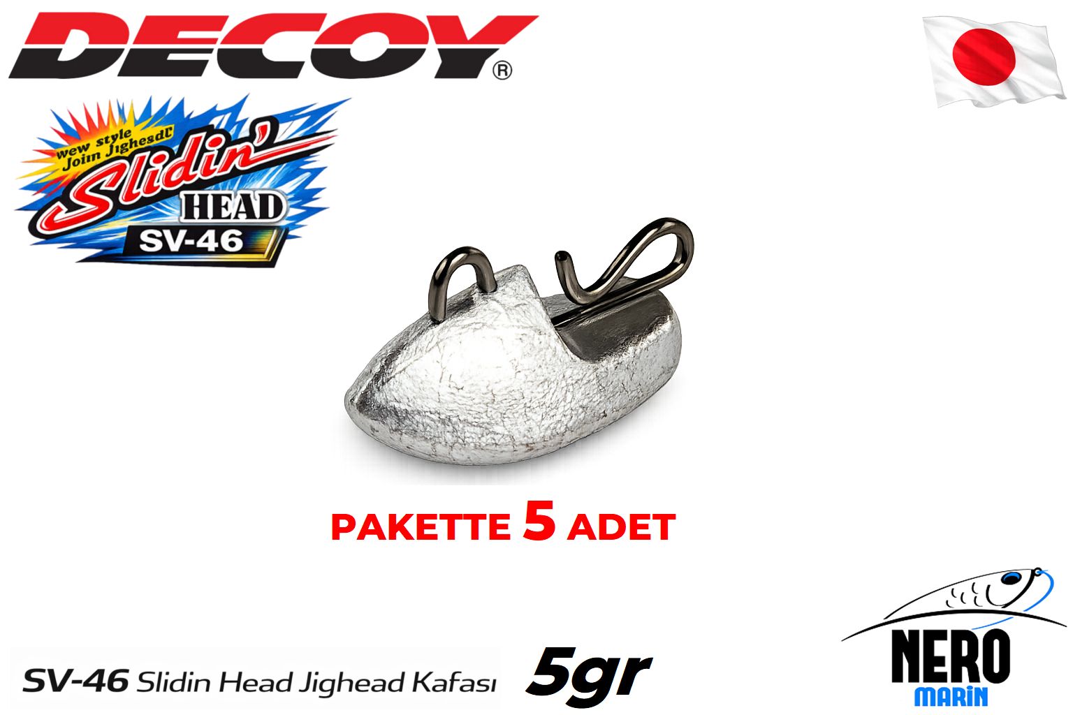 Decoy SV-46 Slidin Head Jighead Kafası #5g (4 Adet / Paket)
