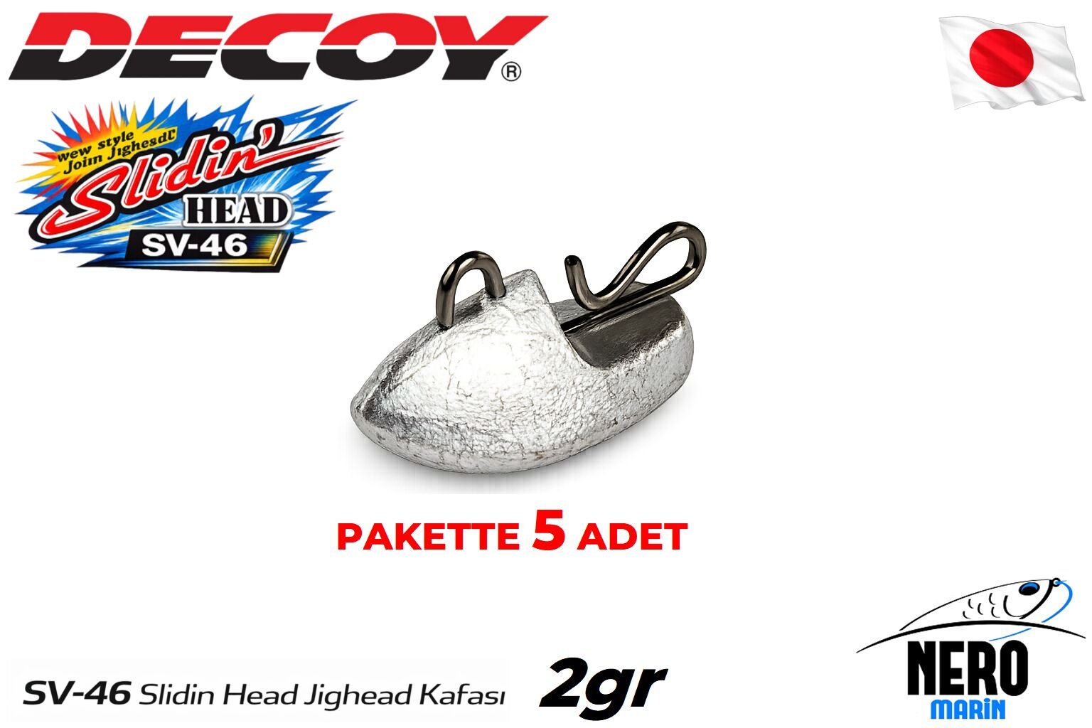 Decoy SV-46 Slidin Head Jighead Kafası #2g (5 Adet / Paket)