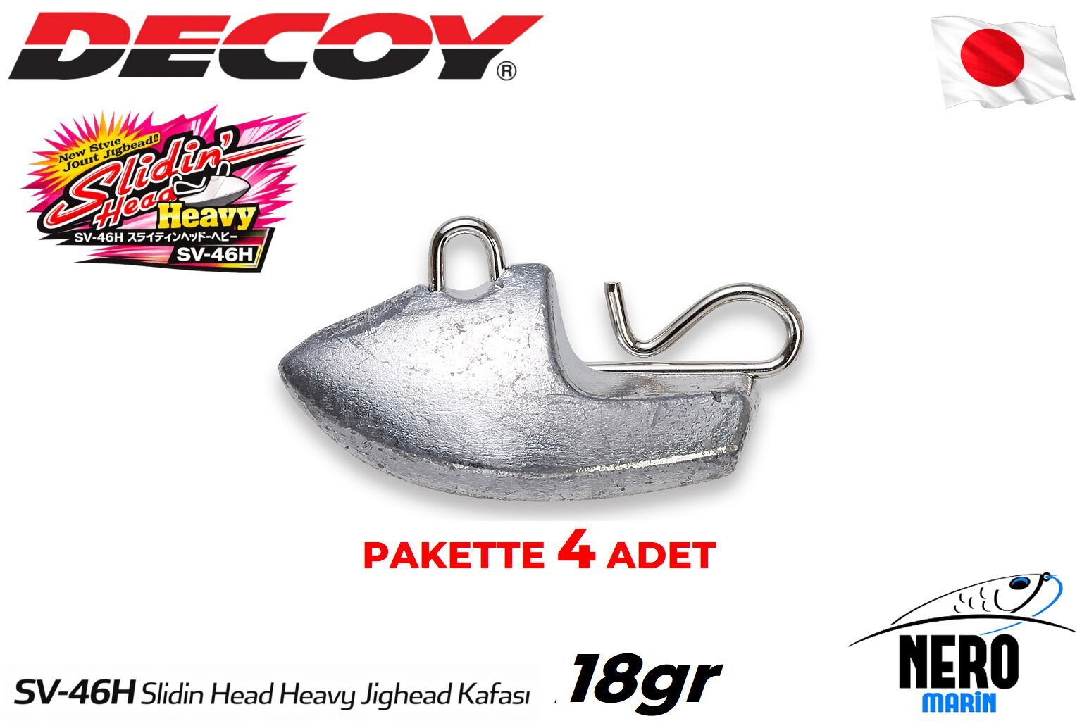 Decoy SV-46H Slidin Head Heavy Jighead Kafası 18gr (4 Adet / Paket)