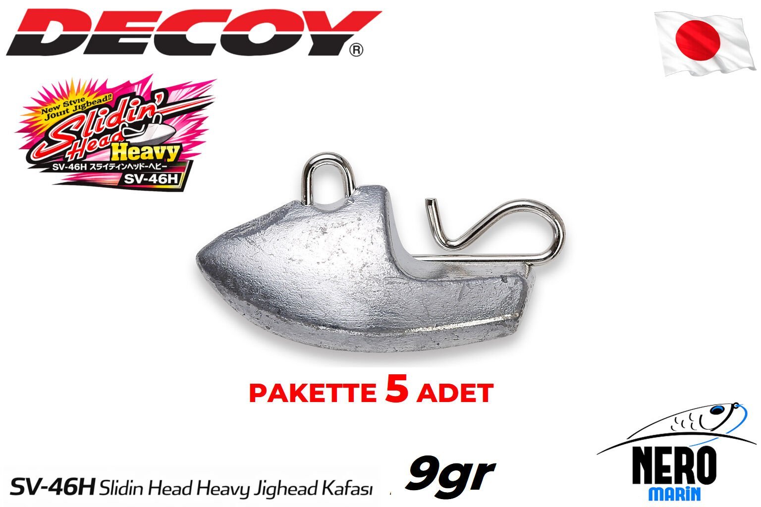 Decoy SV-46H Slidin Head Heavy Jighead Kafası 9gr (5 Adet / Paket)