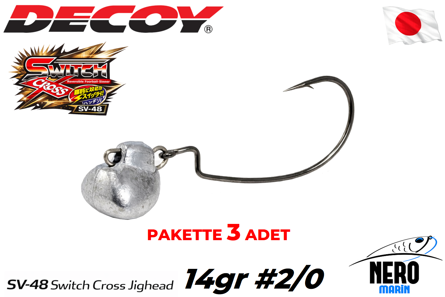 Decoy SV-48 Switch Cross Jighead #2/0-14gr (3 Adet / Paket)