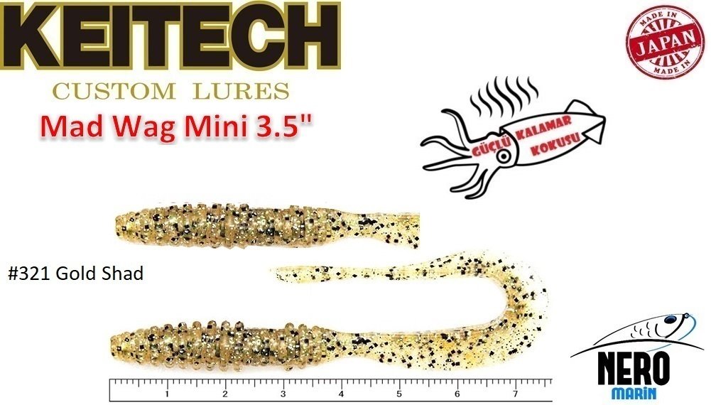 Keitech Mad Wag Mini 3.5'' #321 Gold Shad