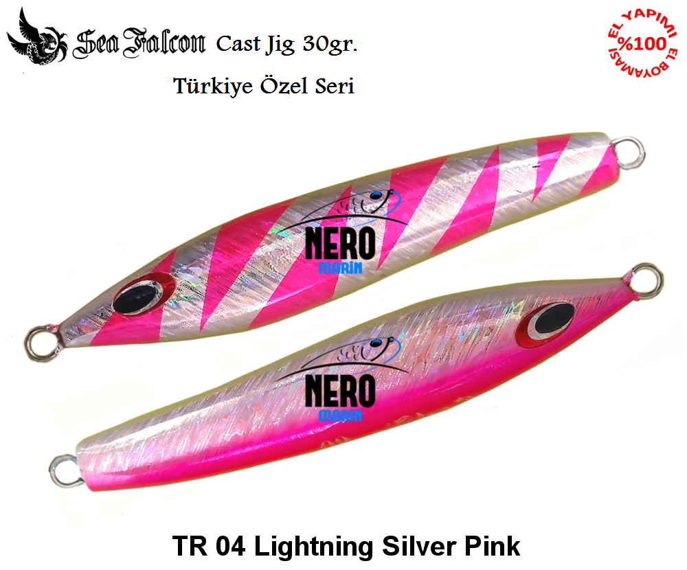 Sea Falcon Cast Jig 30 gr. TR-04 Silver Lightning Pink