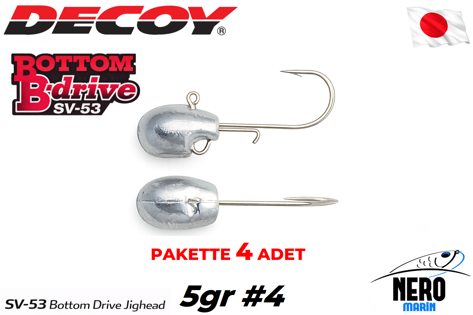 Decoy SV-53 Bottom Drive Jighead #4 5gr (4 Adet / Paket)