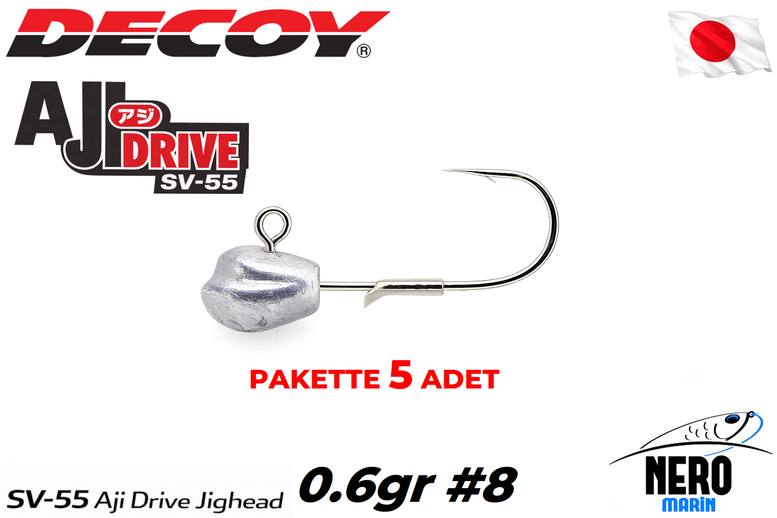 Decoy SV-55 Aji Drive Jighead #8-0.6gr (5 Adet / Paket)