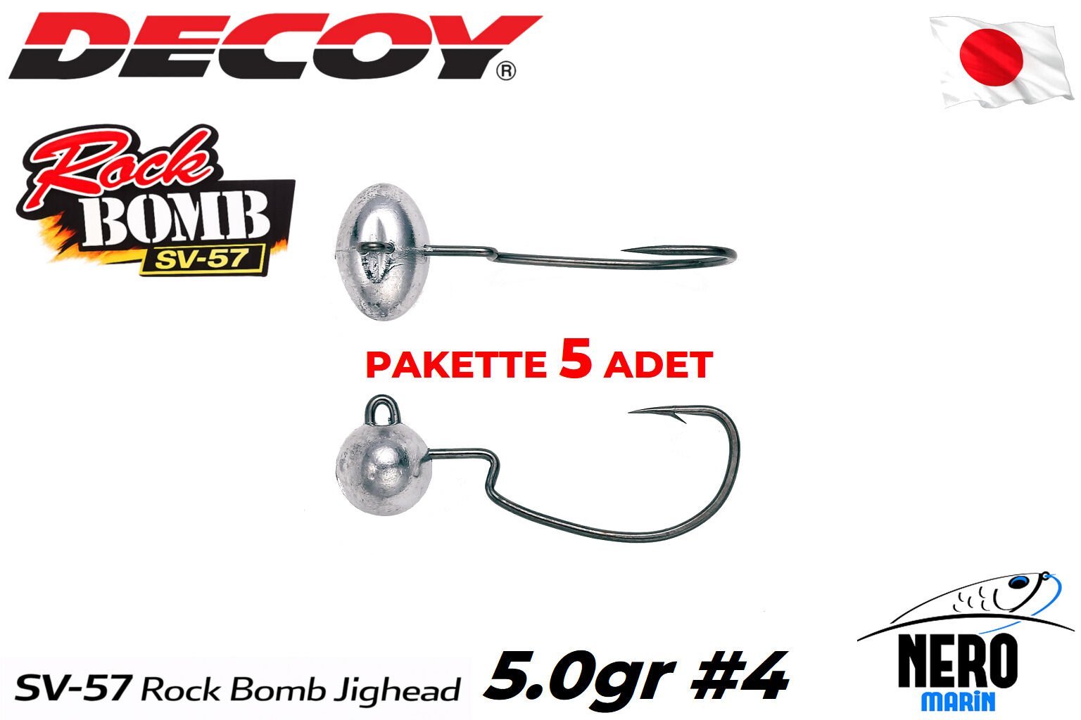 Decoy SV-57 Rock Bomb Jighead #4-5.0gr (5 Adet / Paket)