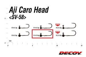 Decoy SV-58 Aji-Caro Head Jighead #4-0.6gr (5 Adet / Paket)