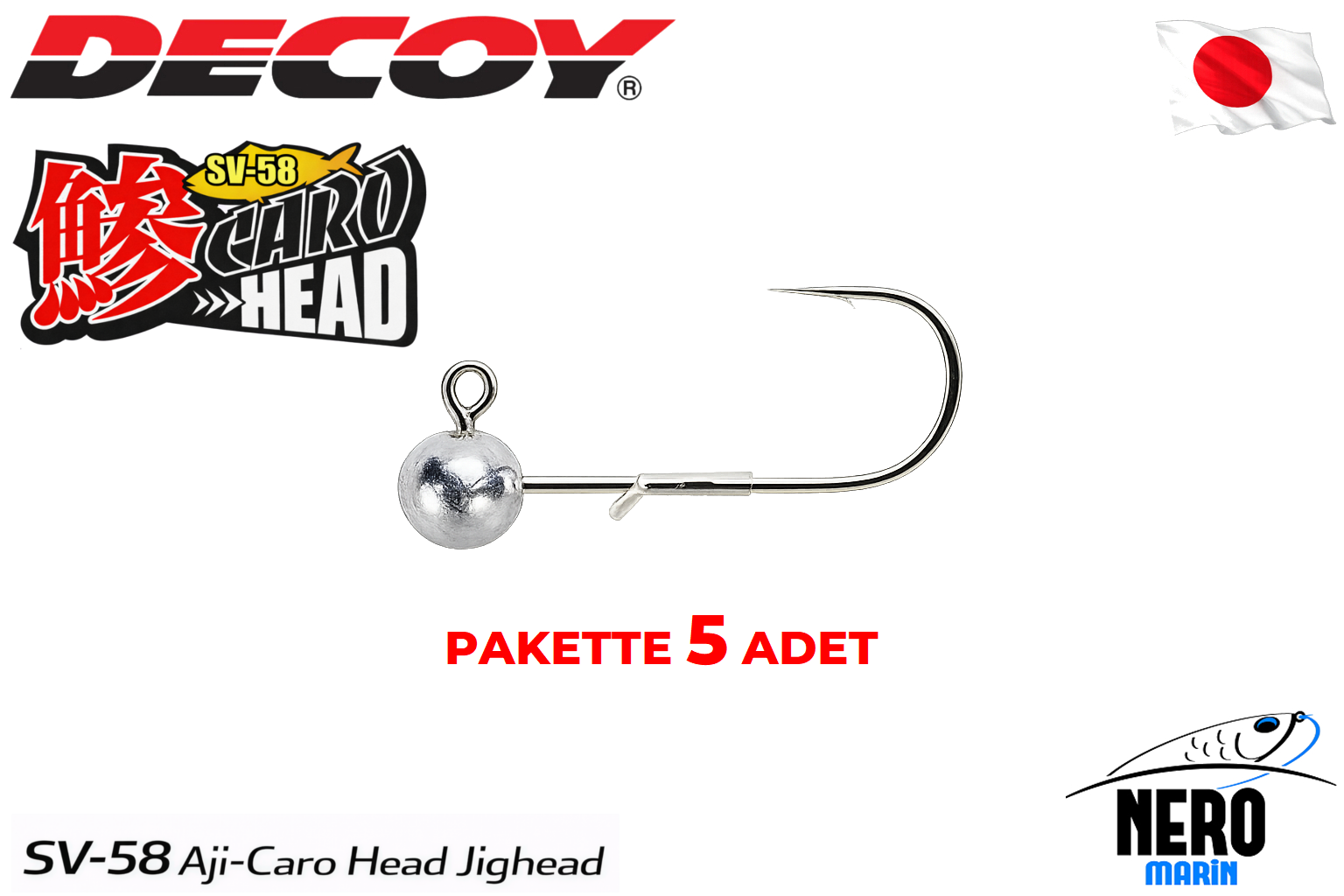 Decoy SV-58 Aji-Caro Head Jighead #6-0.6gr (5 Adet / Paket)