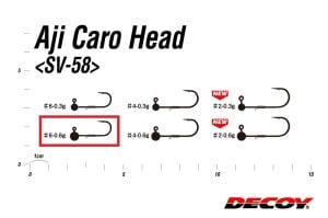 Decoy SV-58 Aji-Caro Head Jighead #6-0.6gr (5 Adet / Paket)