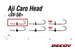 Decoy SV-58 Aji-Caro Head Jighead #6-0.3gr (5 Adet / Paket)