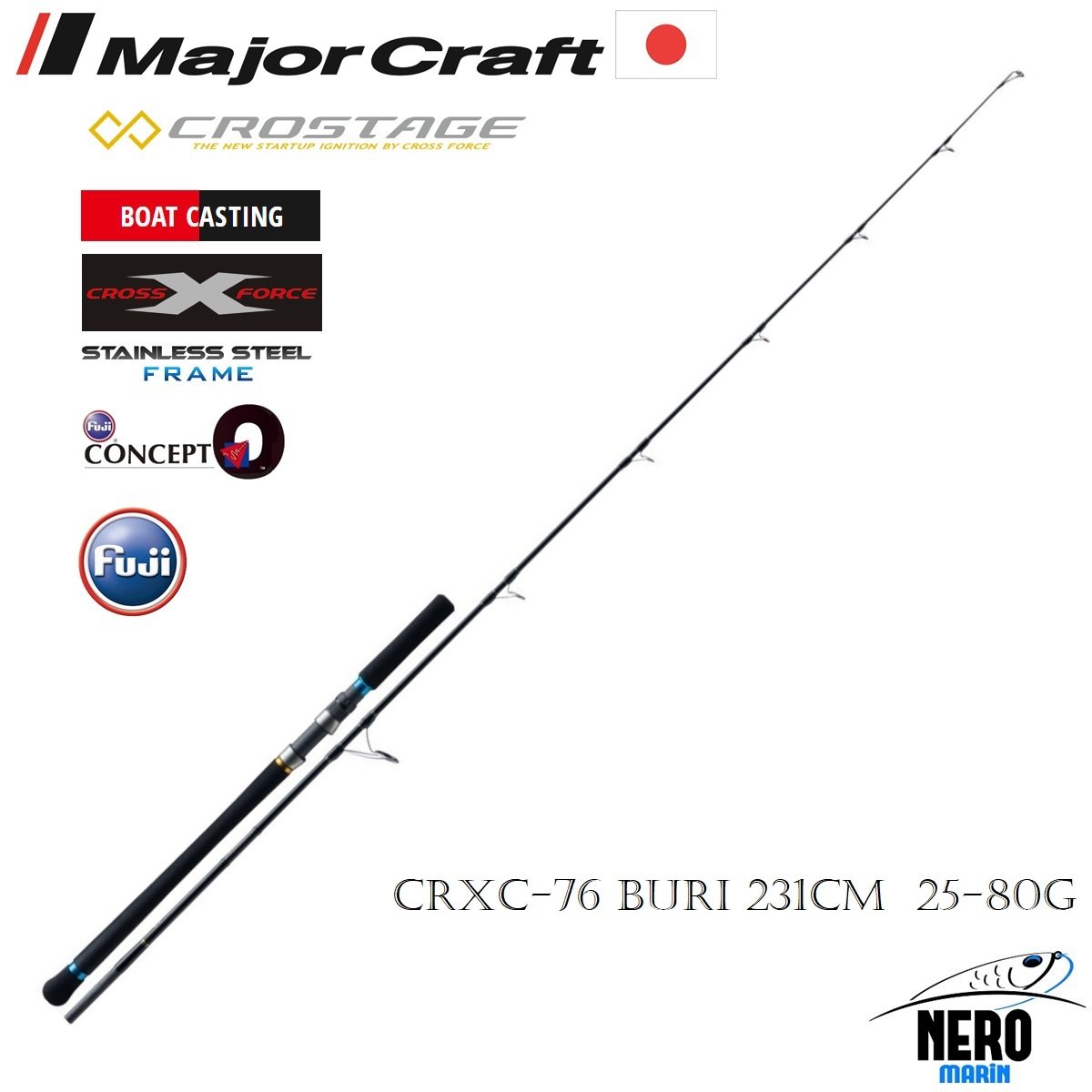 MC New Crostage CRXC-76BURI Offshore Biggame Casting Kamış 231cm 25-80g