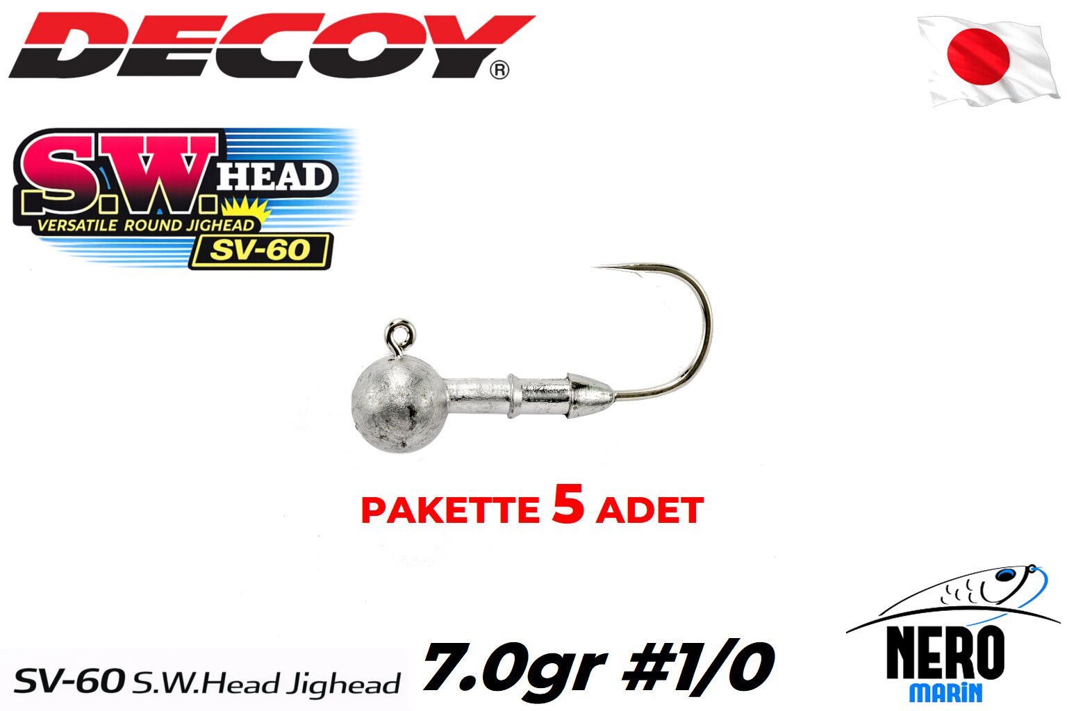 Decoy SV-60 S.W.Head Jighead #1/0-7.0gr (4 Adet / Paket)