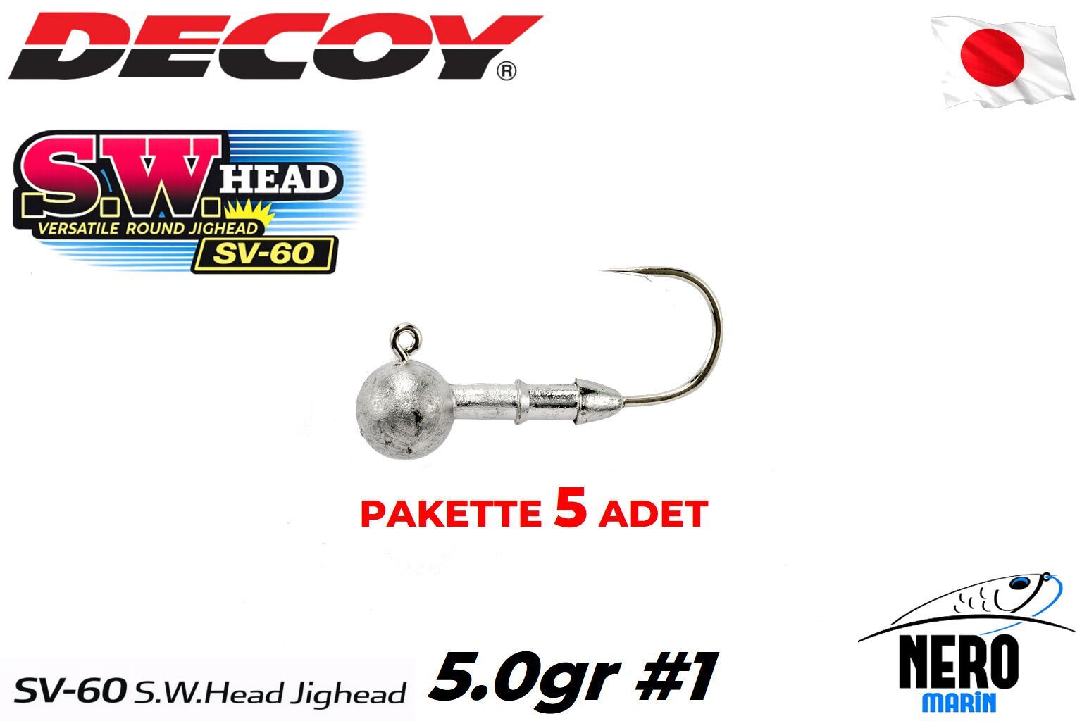 Decoy SV-60 S.W.Head Jighead #1-5.0gr (5 Adet / Paket)