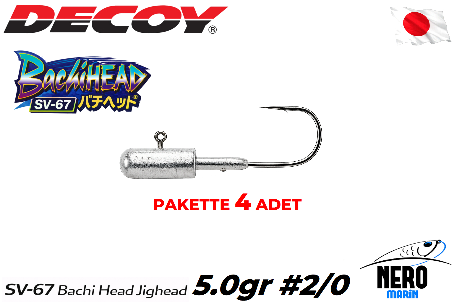 Decoy SV-67 Bachi Head Jighead #2/0-5.0gr (4 Adet / Paket)
