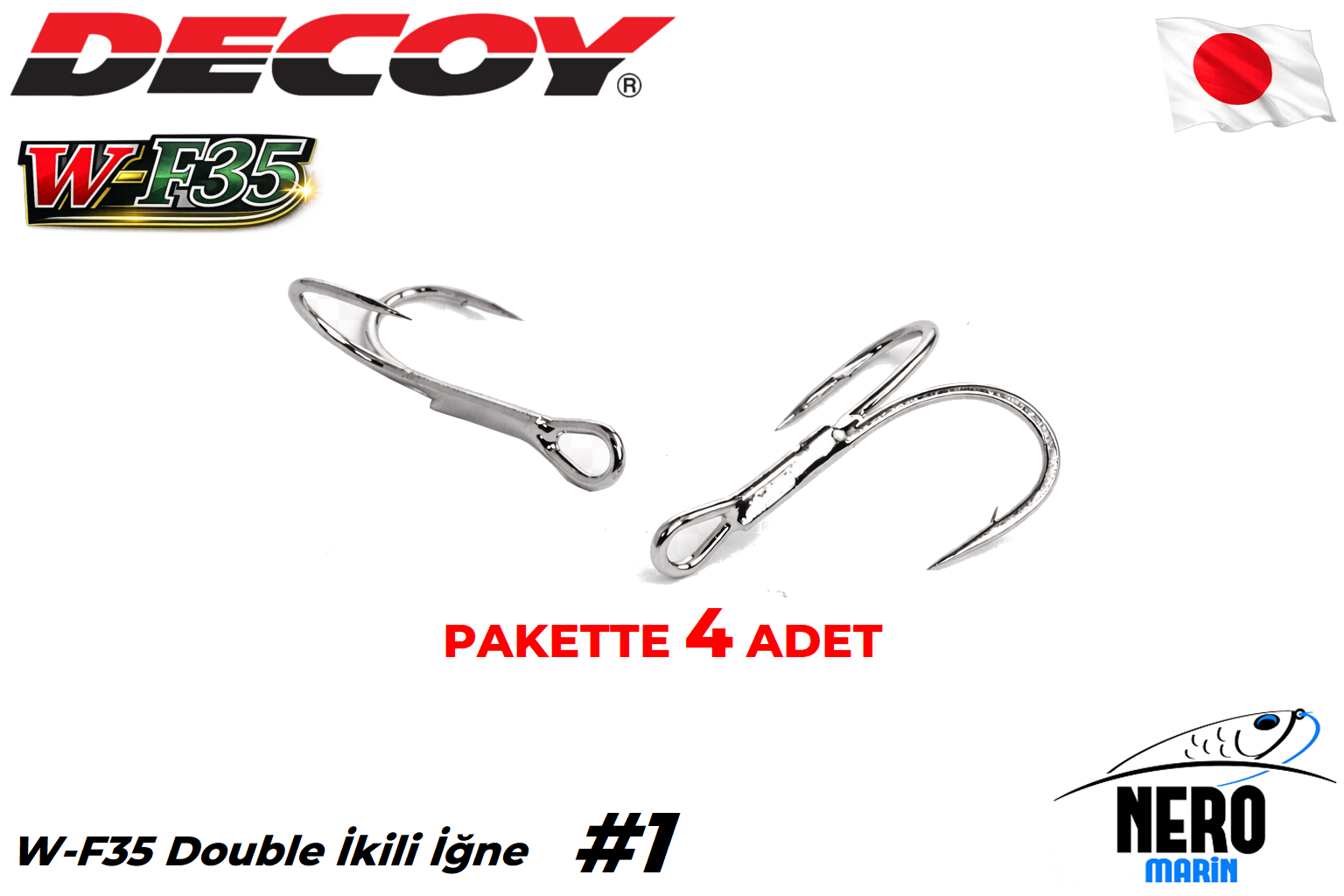 Decoy W-F35 Double İkili İğne #1 (4 Adet / Paket)