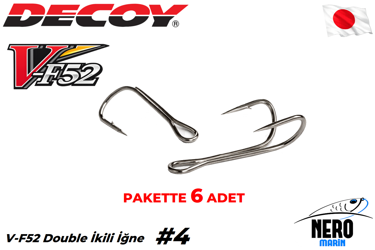 Decoy Double İkili İğne V-F52 #4 (6 Adet / Paket)