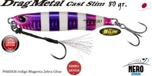 Drag Metal Cast Slim Tachi Jig 80Gr. PHA0436 Indigo Magenta Zebra Glow