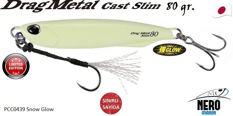 Drag Metal Cast Slim Tachi Jig 80Gr. PCC0439 Snow Glow