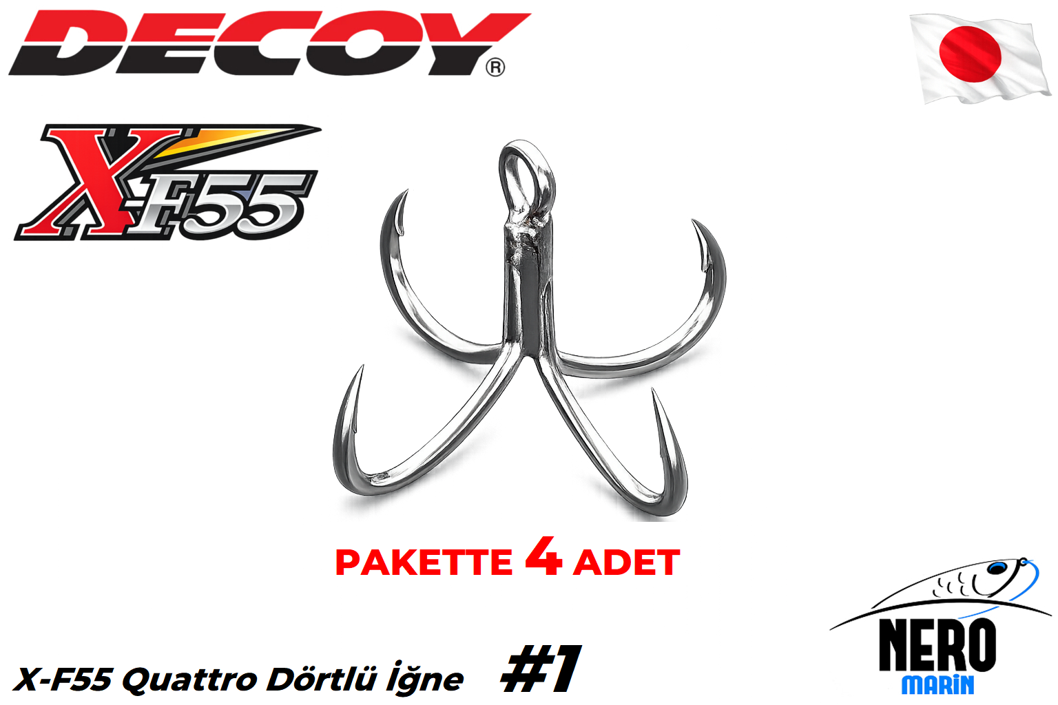 Decoy Quattro Dörtlü İğne X-F55 #1 (4 Adet / Paket)