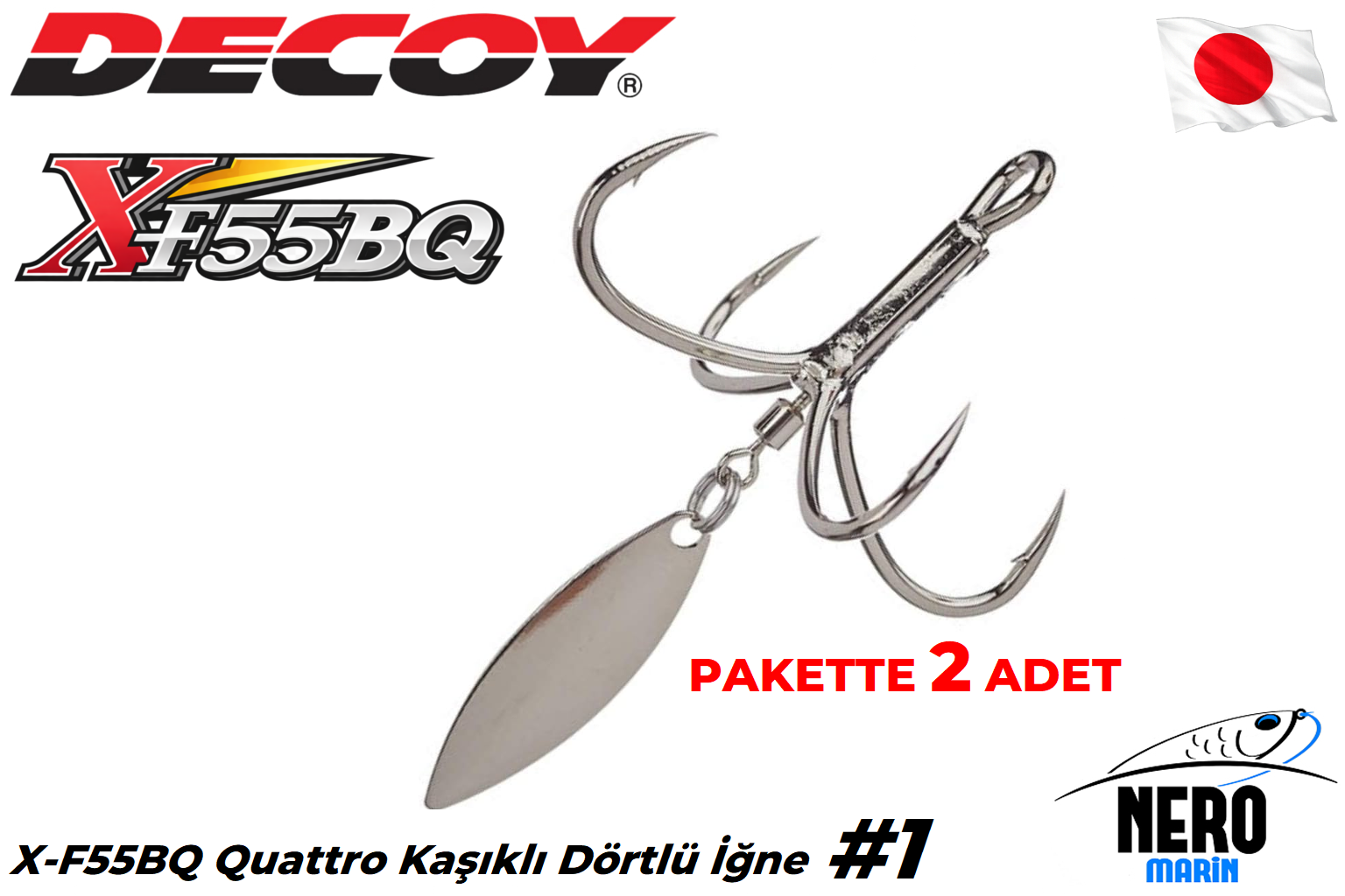 Decoy Blade Quattro Kaşıklı Dörtlü İğne X-F55BQ #1 (2 Adet / Paket)