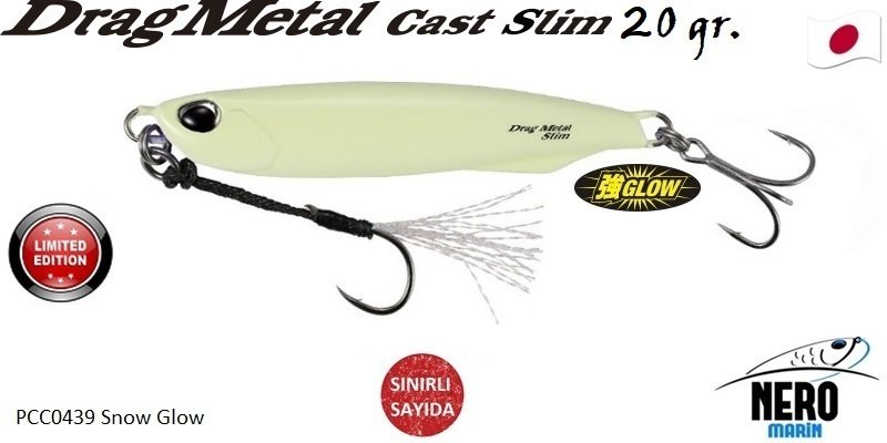 Drag Metal Cast Slim Tachi Jig 20Gr. PCC0439 Snow Glow
