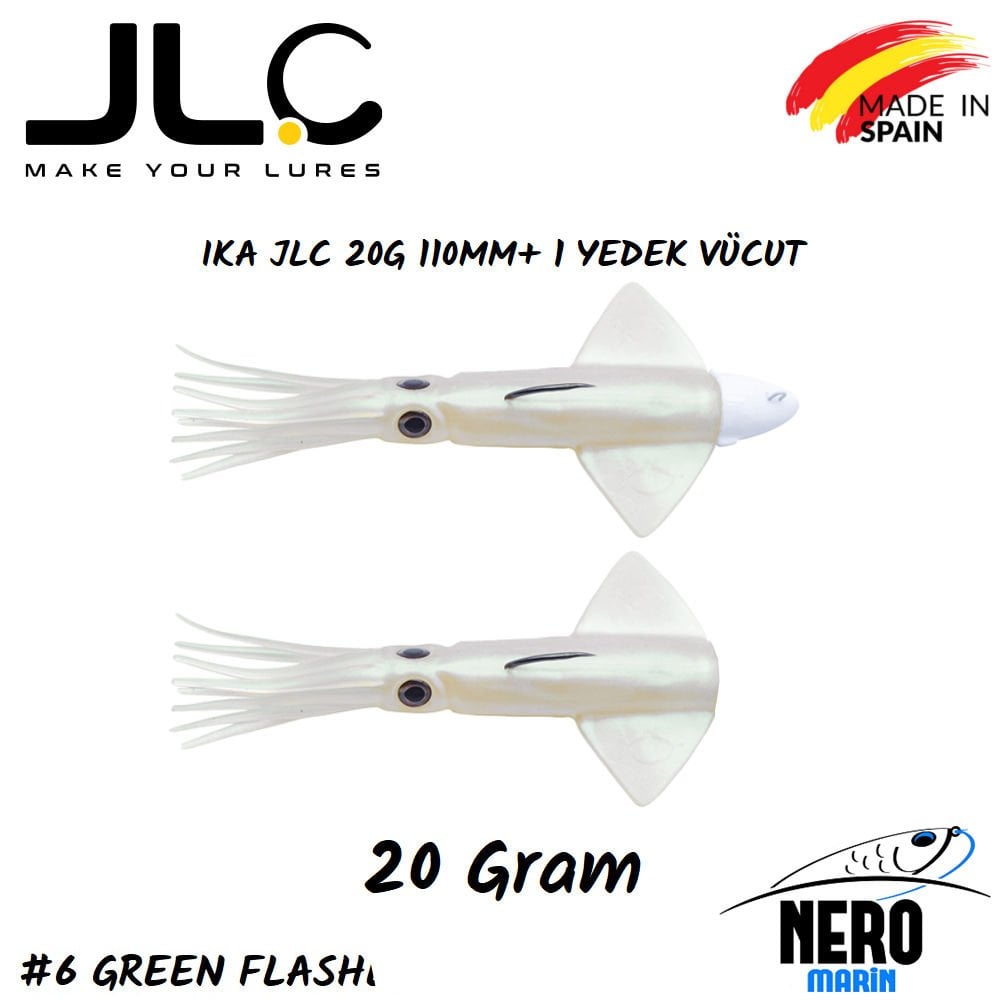 JLC Ika Silikon Kalamar 20gr. + Yedek Vücut #6 Green Flashes