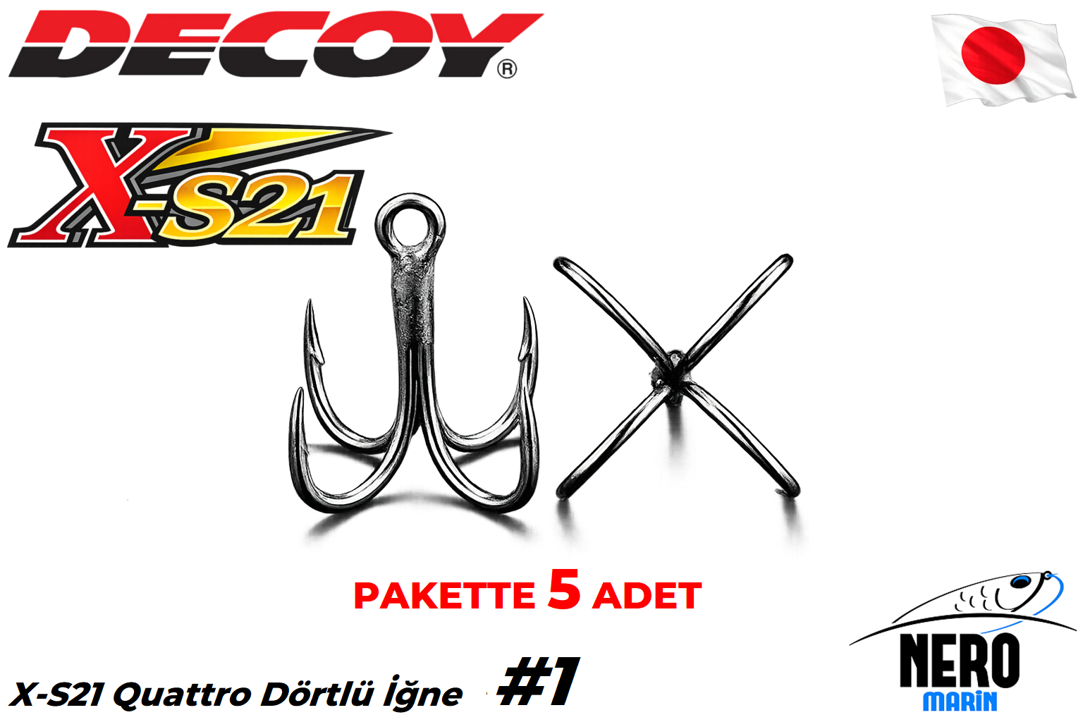 Decoy Quattro Dörtlü İğne X-S21 #1 (5 Adet / Paket)