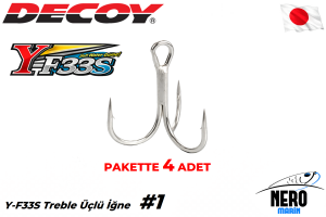 Decoy Y-F33S Treble Üçlü İğne Silver #1 (4 Adet / Paket)