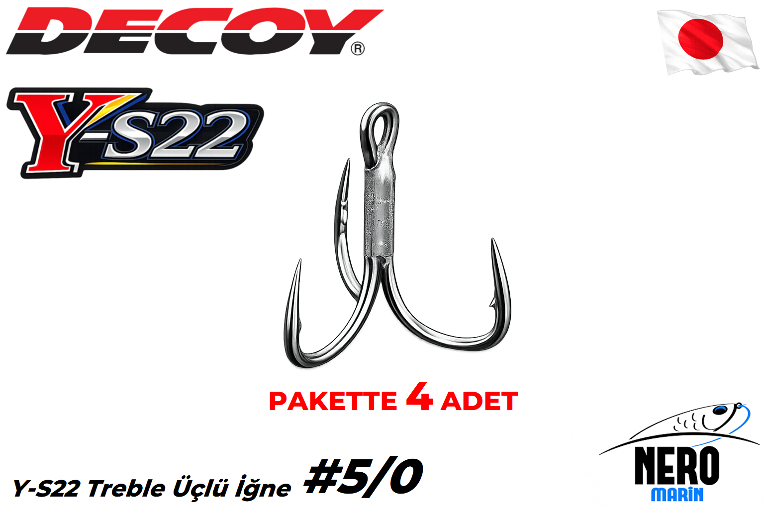 Decoy Y-S22 Treble Standart Üçlü İğne Silver #5/0 (4 Adet / Paket)