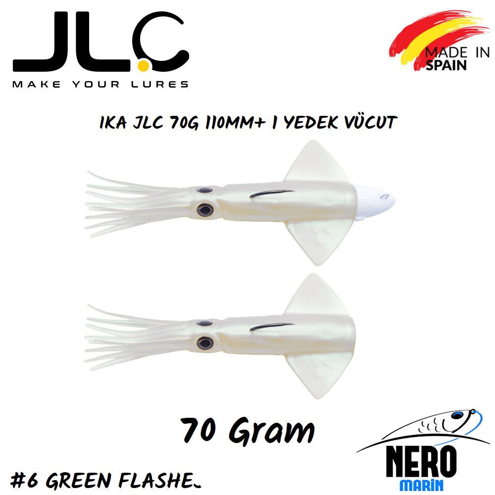 JLC Ika Silikon Kalamar 70gr. + Yedek Vücut #6 Green Flashes