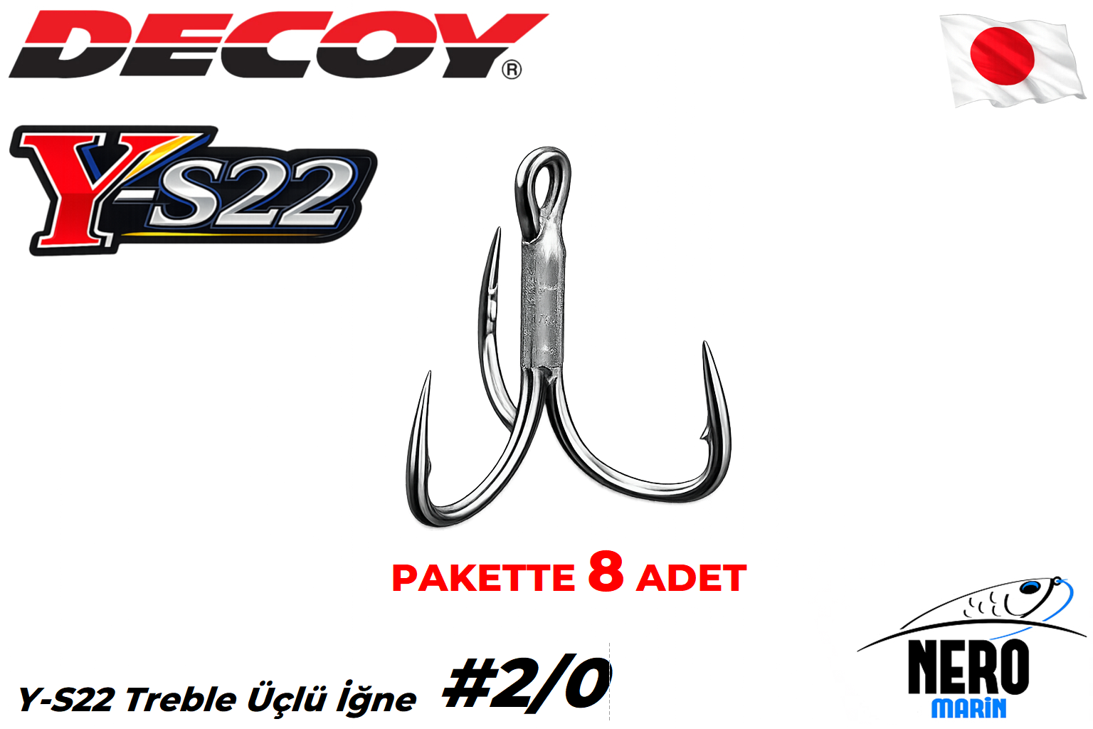 Decoy Y-S22 Treble Standart Üçlü İğne Silver #2/0 (8 Adet / Paket)