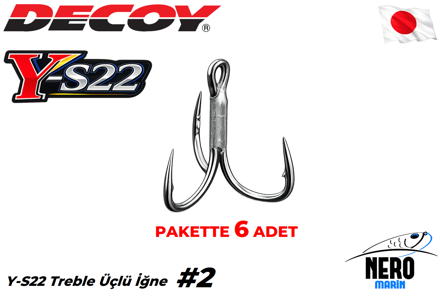 Decoy Y-S22 Treble Standart Üçlü İğne Silver #2 (6 Adet / Paket)