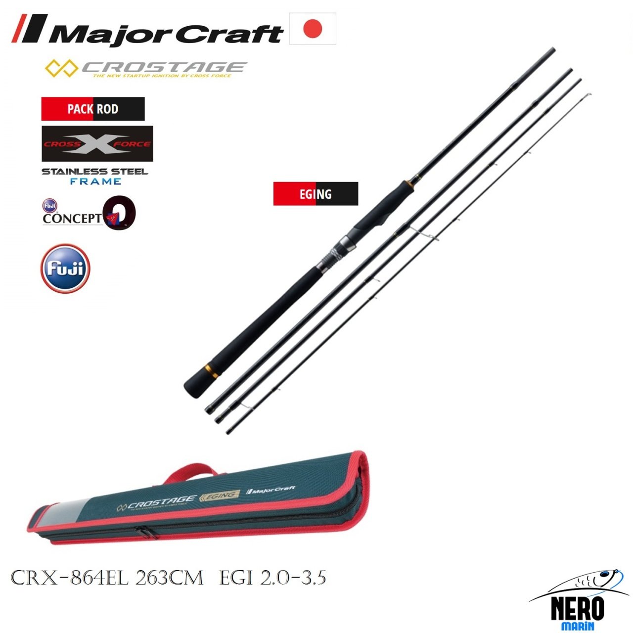 MC New Crostage CRX-864EL Eging Kamış 4 parça seyahat tipi 263cm EGI 2.0-3.5