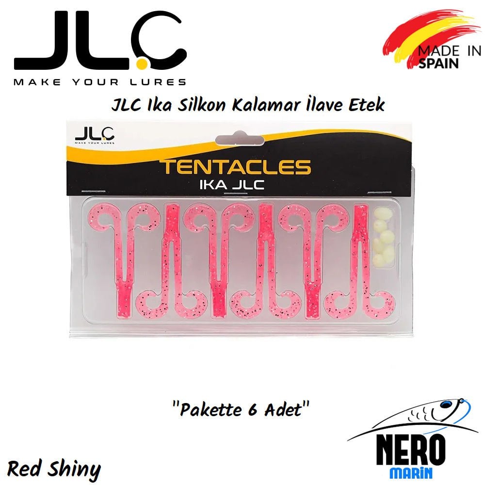JLC Ika Silkon Kalamar İlave Etek 6 Adet/Paket Red Shiny