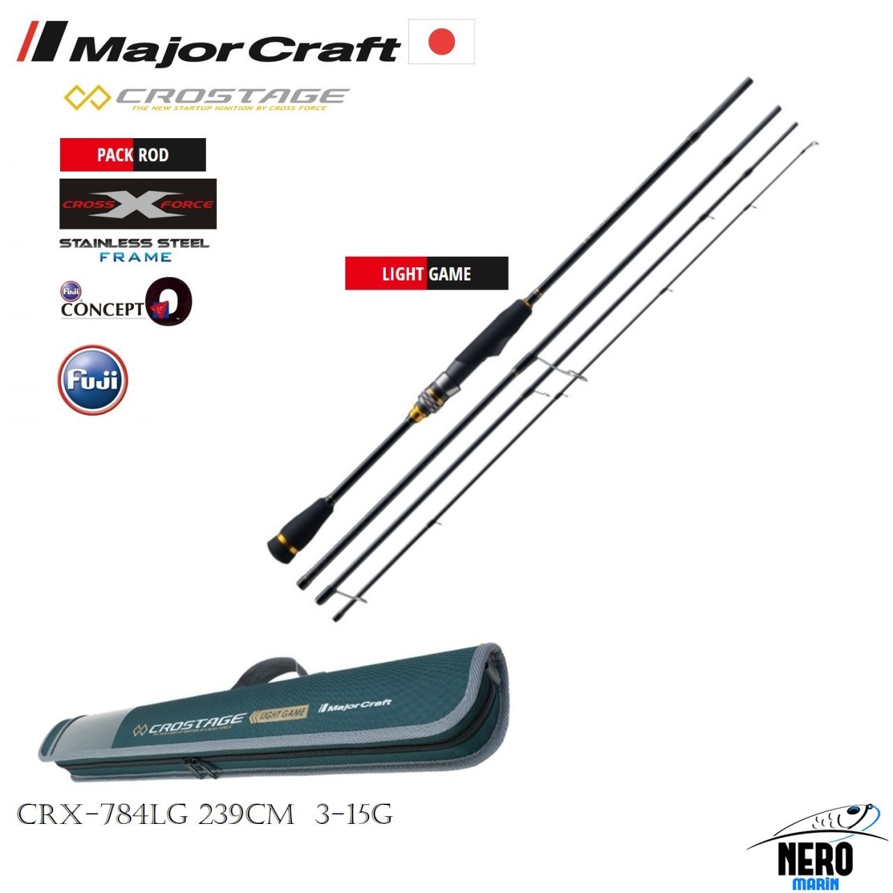 MC New Crostage CRX-784LG LRF+Microjig kamış 4 parça seyahat tipi 239cm 3-15g