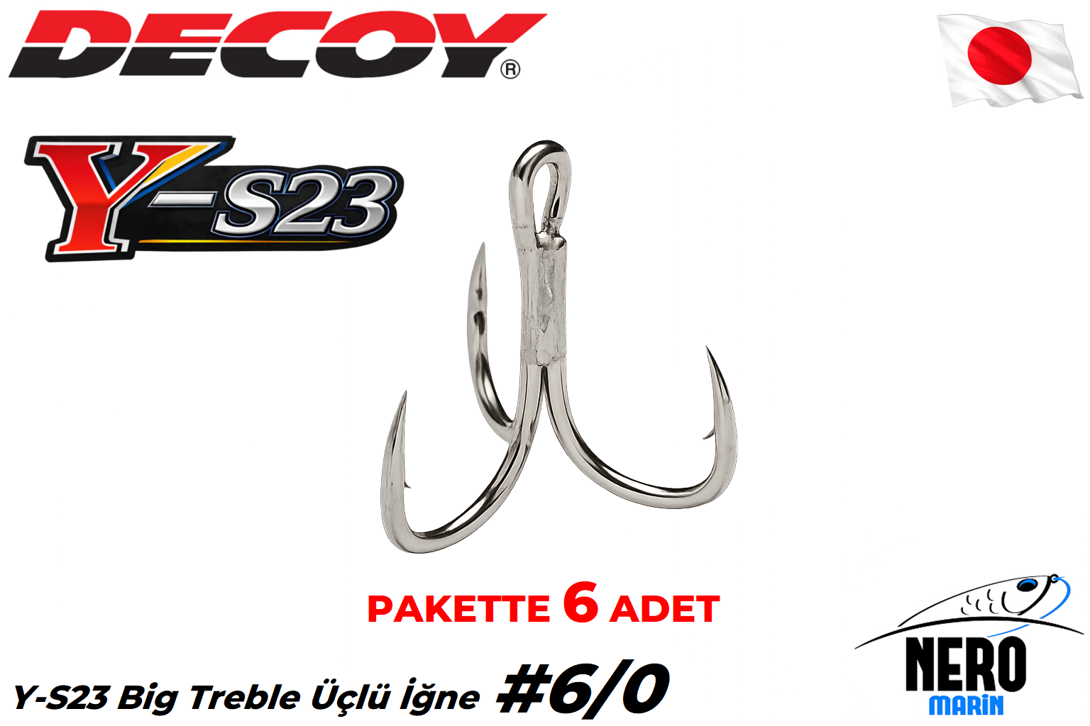 Decoy Y-S23 BIG Treble Üçlü İğne Silver #6/0 (6 Adet / Paket)