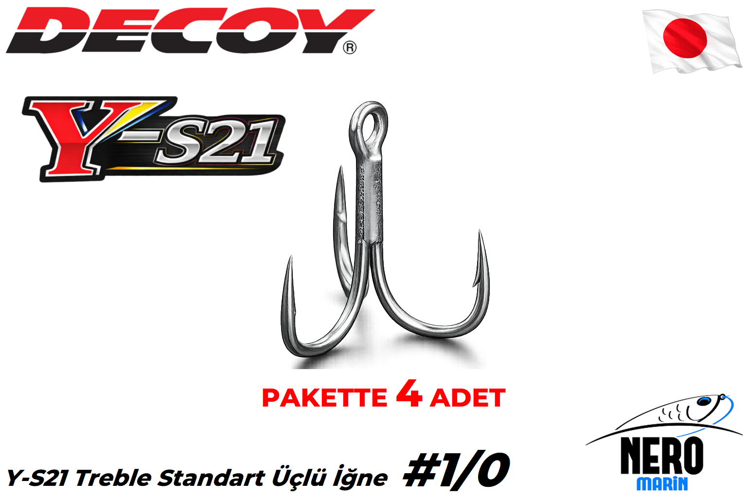 Decoy Y-S21 Treble Standart Üçlü İğne Silver #1/0 (4 Adet / Paket)