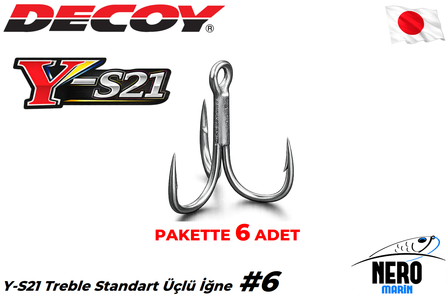 Decoy Y-S21 Treble Standart Üçlü İğne Silver #6 (6 Adet / Paket)