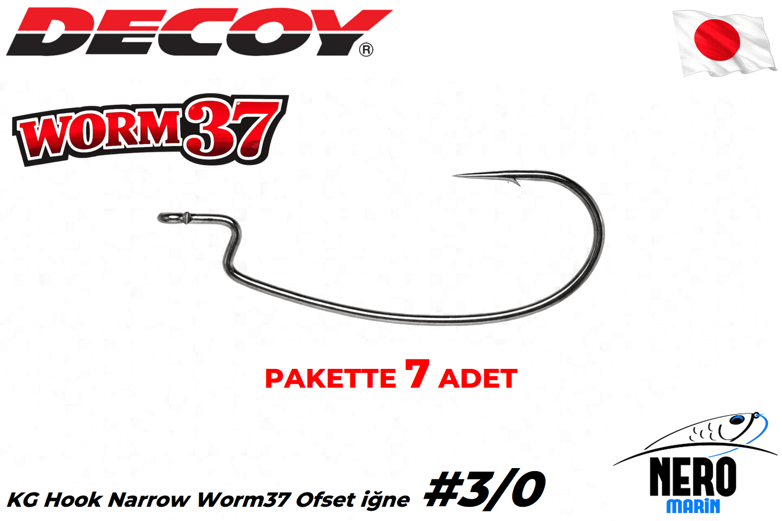 Decoy Worm37 Kg Hook Narrow Ofset İğne #3/0 (7 Adet / Paket)