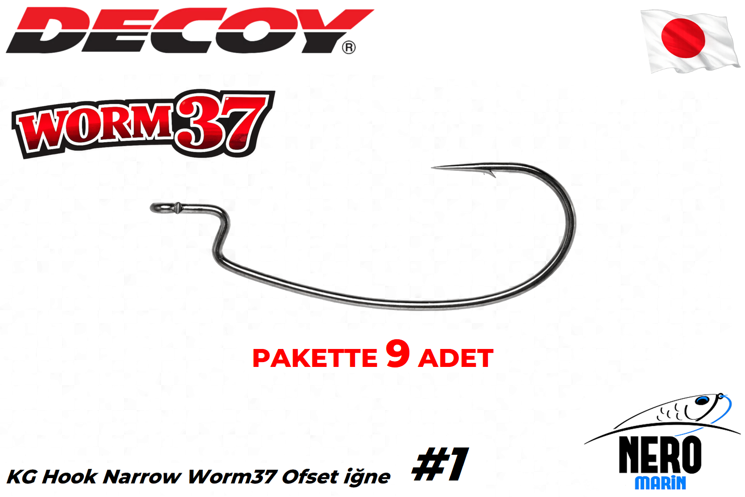 Decoy Worm37 Kg Hook Narrow Ofset İğne #1 (9 Adet / Paket)