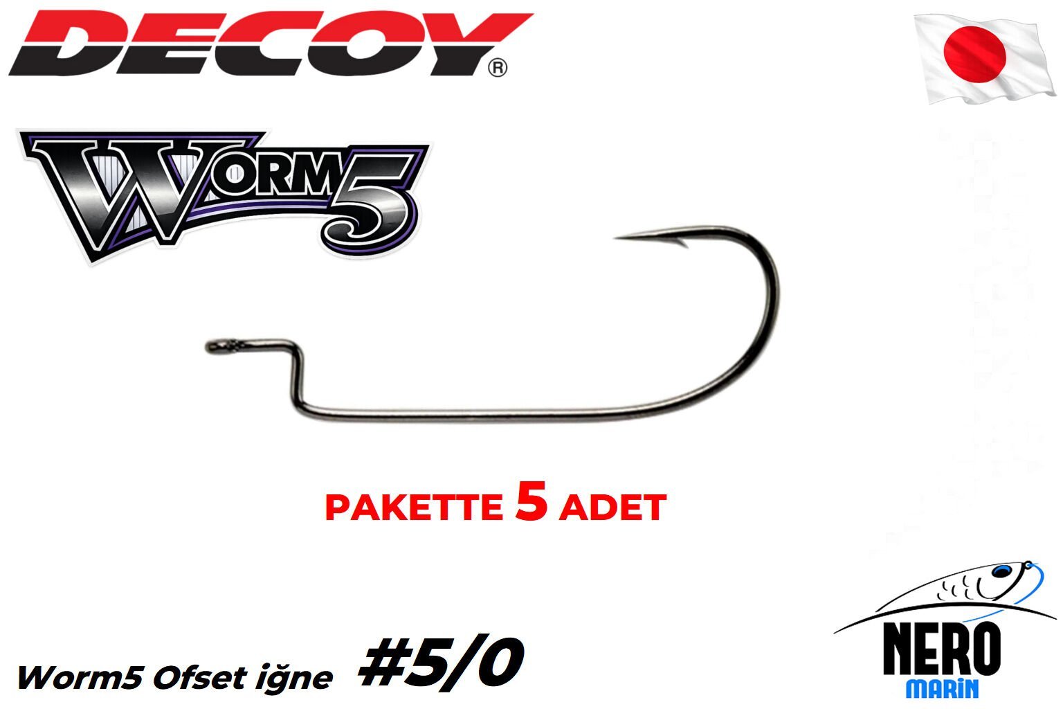 Decoy Worm5 Ofset İğne #5/0 (5 Adet / Paket)