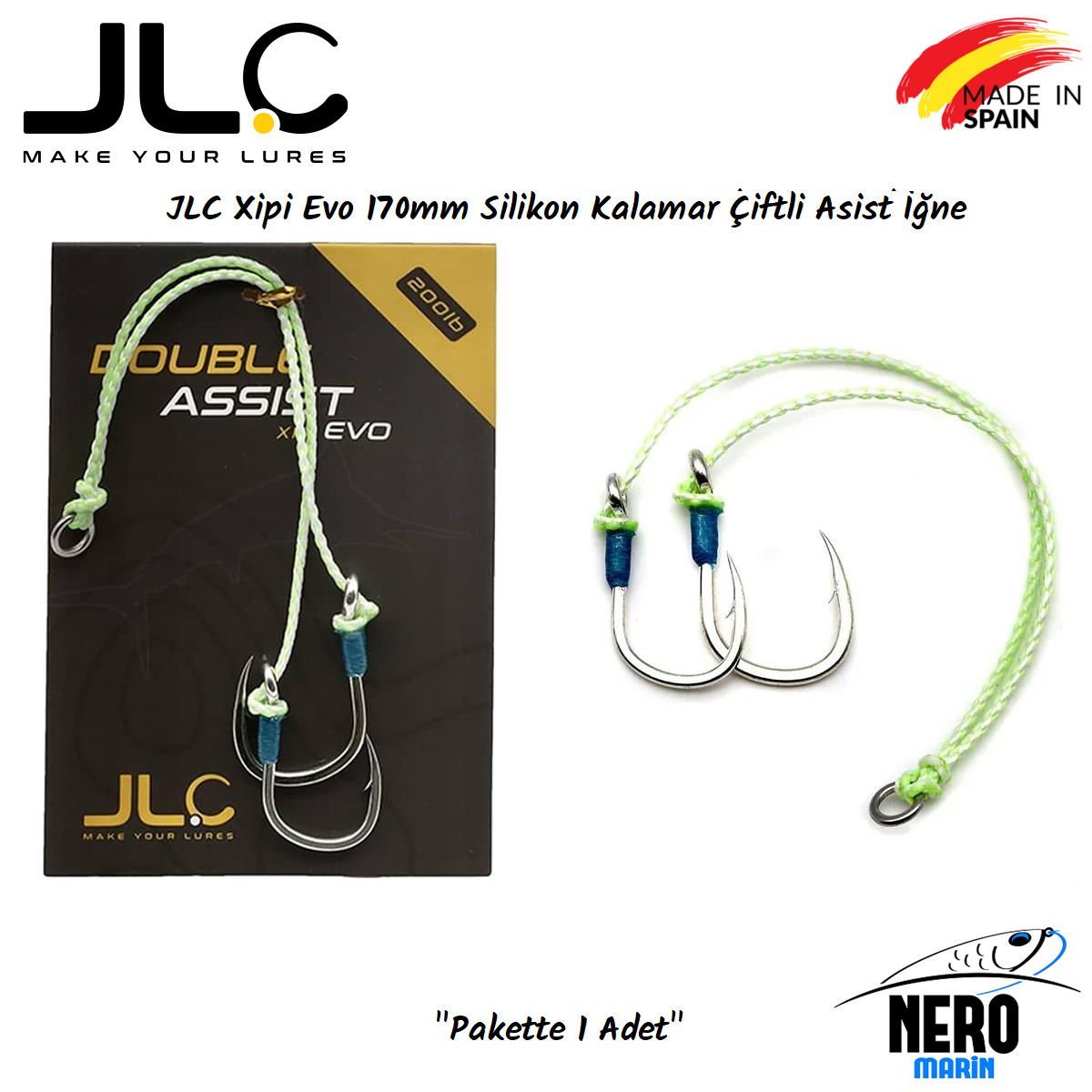 JLC Xipi Evo Silikon Kalamar 170mm Çiftli Asist İğne 1 Adet/Paket