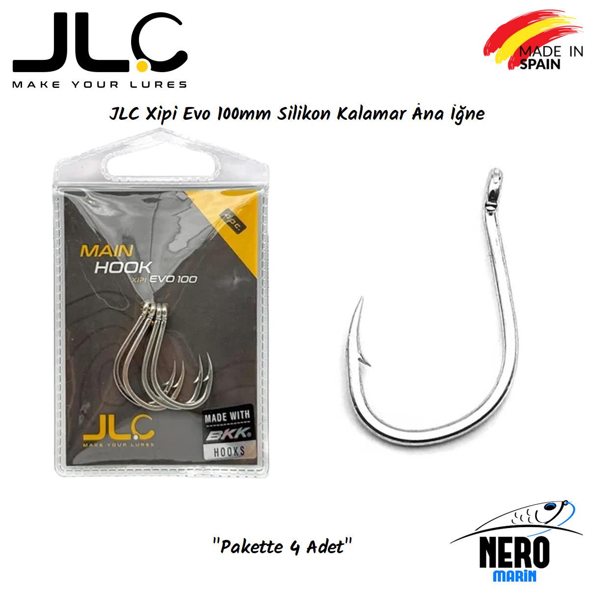 JLC Xipi Evo Silikon Kalamar Ana İğne 100mm 4 Adet/Paket